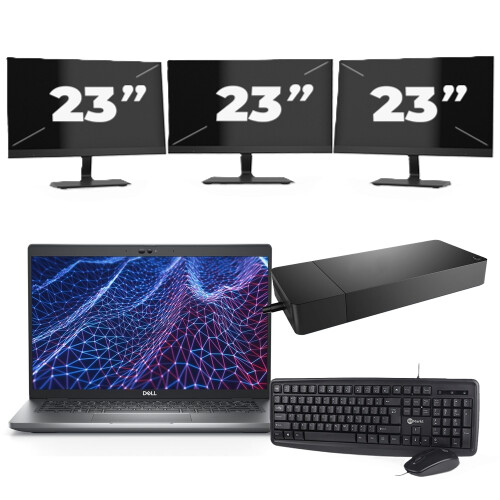 Refurbished Dell Latitude 5430 - Intel Core i3-12e Generatie - 14 inch - 8GB RAM - 256GB SSD - Windows 11 Home + 3x 23 inch Monitor Tweedehands