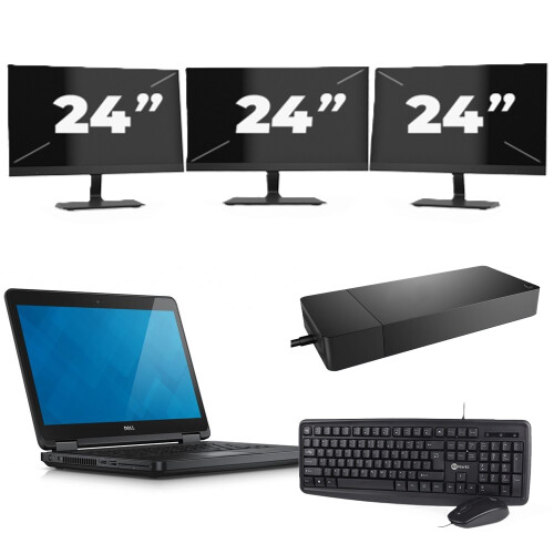 Refurbished Dell Latitude 5440 - Intel Core i3-13e Generatie - 14 inch - 8GB RAM - 256GB SSD - Windows 11 Home + 3x 24 inch Monitor Tweedehands