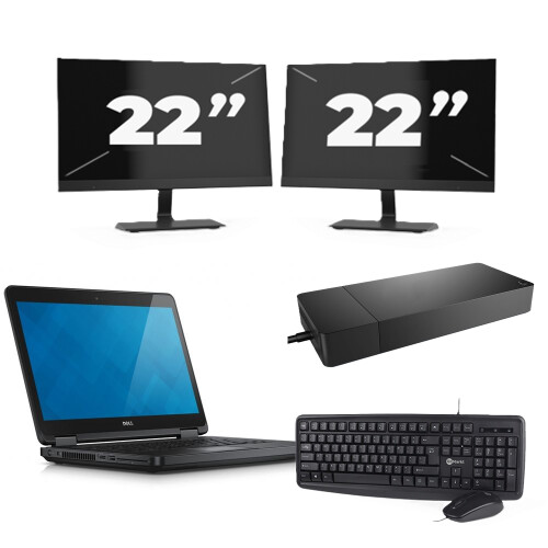 Refurbished Dell Latitude 5440 - Intel Core i3-13e Generatie - 14 inch - 8GB RAM - 256GB SSD - Windows 11 Home + 2x 22 inch Monitor Tweedehands