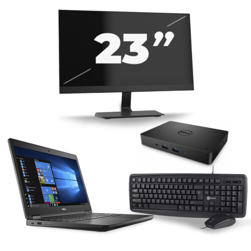 Refurbished Dell Latitude 5480 - Intel Core i3-7e Generatie - 14 inch - 8GB RAM - 256GB SSD - Windows 11 + 1x 23 inch Monitor Tweedehands