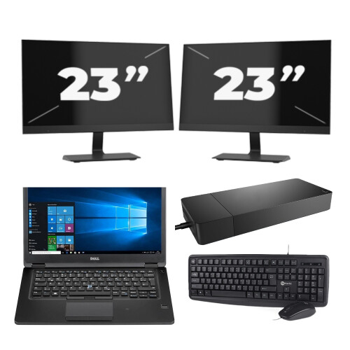 Refurbished Dell Latitude 5480 - Intel Core i5-6e Generatie - 14 inch - 8GB RAM - 256GB SSD - Windows 11 + 2x 23 inch Monitor Tweedehands