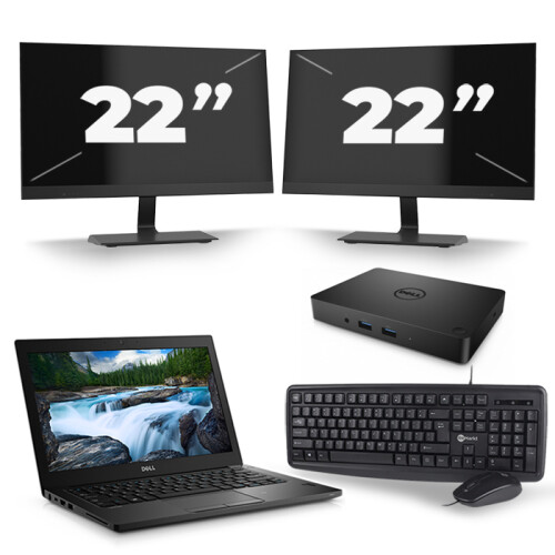 Refurbished Dell Latitude 5490 - Intel Core i5-8e Generatie - 14 inch - 16GB RAM - 256GB SSD - Windows 11 + 2x 22 inch Monitor Tweedehands