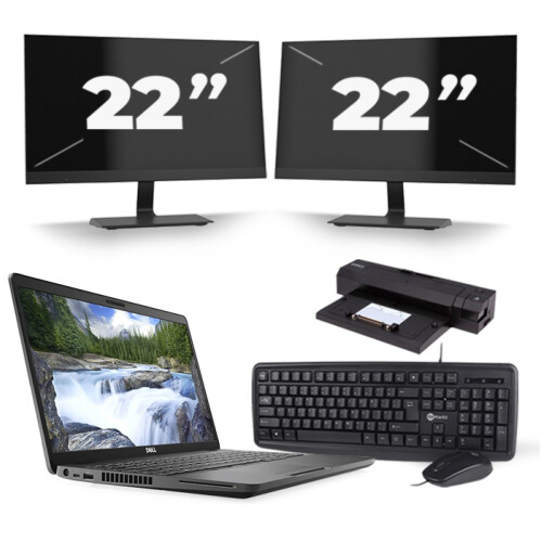 Refurbished Dell Latitude 5500 - Intel Core i5-8e Generatie - 15 inch - 8GB RAM - 256GB SSD - Windows 11 + 2x 22 inch Monitor Tweedehands