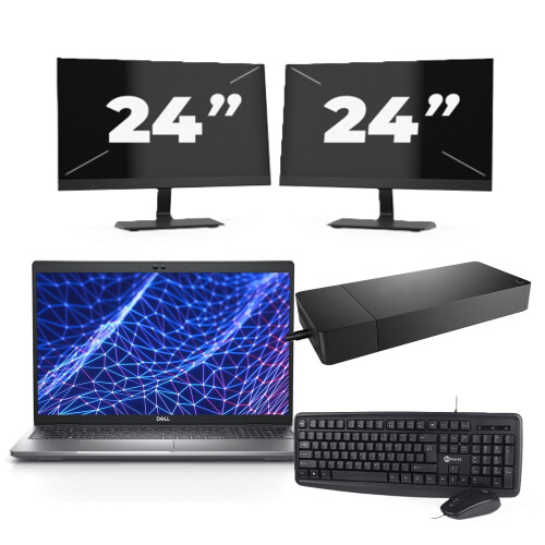 Refurbished Dell Latitude 5530 - Intel Core i3-12e Generatie - 15 inch - 8GB RAM - 256GB SSD - Windows 11 Home + 2x 24 inch Monitor Tweedehands