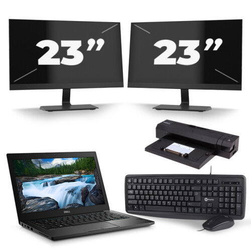 Refurbished Dell Latitude 7280 - Intel Core i5-6e Generatie - 12 inch - 8GB RAM - 256GB SSD - Windows 11 + 2x 23 inch Monitor Tweedehands
