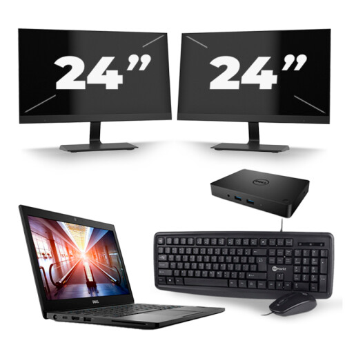 Refurbished Dell Latitude 7290 - Intel Core i5-8e Generatie - 12 inch - 16GB RAM - 256GB SSD - Windows 11 + 2x 24 inch Monitor Tweedehands