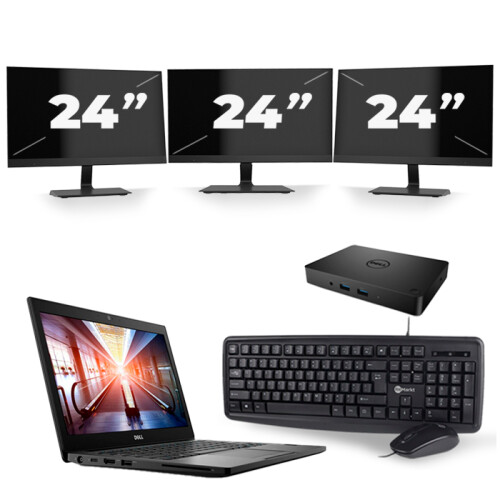 Refurbished Dell Latitude 7290 - Intel Core i5-8e Generatie - 12 inch - 16GB RAM - 256GB SSD - Windows 11 + 3x 24 inch Monitor Tweedehands