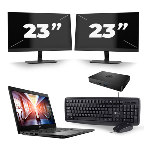 Refurbished Dell Latitude 7290 - Intel Core i5-8e Generatie - 12 inch - 16GB RAM - 256GB SSD - Windows 11 + 2x 23 inch Monitor Tweedehands