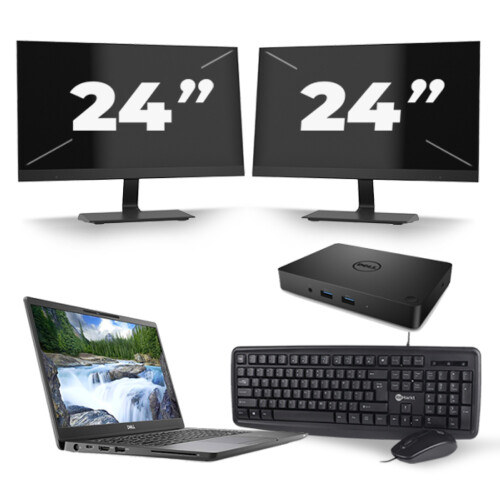 Refurbished Dell Latitude 7300 - Intel Core i5-8e Generatie - 13 inch - 16GB RAM - 256GB SSD - Windows 11 + 2x 24 inch Monitor Tweedehands