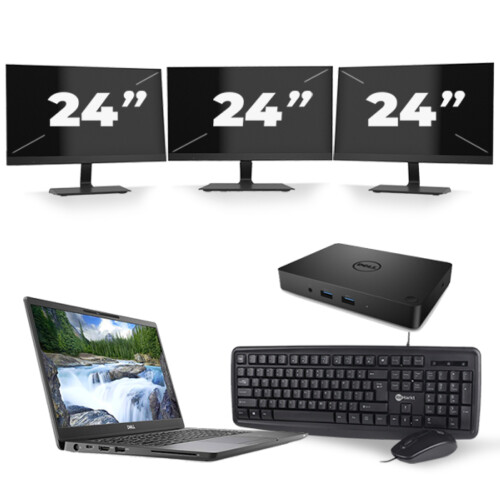 Refurbished Dell Latitude 7300 - Intel Core i5-8e Generatie - 13 inch - 16GB RAM - 256GB SSD - Windows 11 + 3x 24 inch Monitor Tweedehands