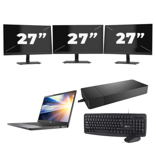 Refurbished Dell Latitude 7300 - Intel Core i5-8e Generatie - 13 inch - 8GB RAM - 256GB SSD - Windows 11 Home + 3x 27 inch Monitor Tweedehands