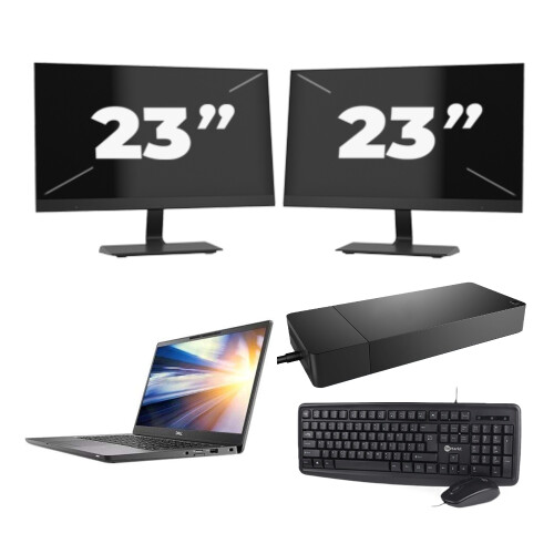 Refurbished Dell Latitude 7300 - Intel Core i5-8e Generatie - 13 inch - 8GB RAM - 256GB SSD - Windows 11 + 2x 23 inch Monitor Tweedehands