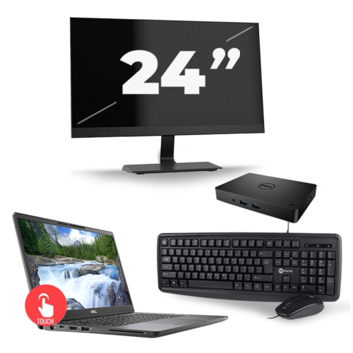 Refurbished Dell Latitude 7300 - Intel Core i5-8e Generatie - 13 inch - Touch - 16GB RAM - 256GB SSD - Windows 11 Home + 1x 24 inch Monitor Tweedehands