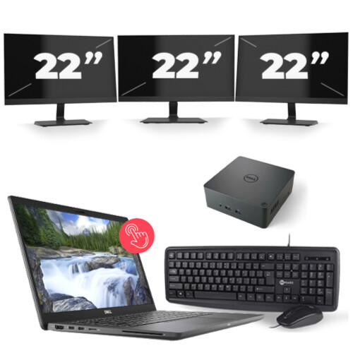 Refurbished Dell Latitude 7310 - Intel Core i5-10e Generatie - 13 inch - 16GB RAM - 256GB SSD - Windows 11 Home + 3x 22 inch Monitor Tweedehands