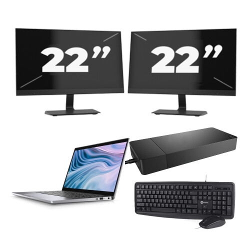 Refurbished Dell Latitude 7310 - Intel Core i7-10e Generatie - 13 inch - 16GB RAM - 256GB SSD - Windows 11 Home + 2x 22 inch Monitor Tweedehands