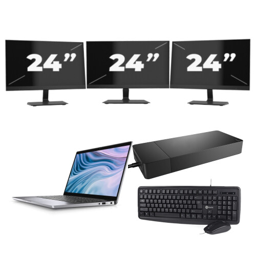 Refurbished Dell Latitude 7310 - Intel Core i7-10e Generatie - 13 inch - 16GB RAM - 256GB SSD - Windows 11 Home + 3x 24 inch Monitor Tweedehands