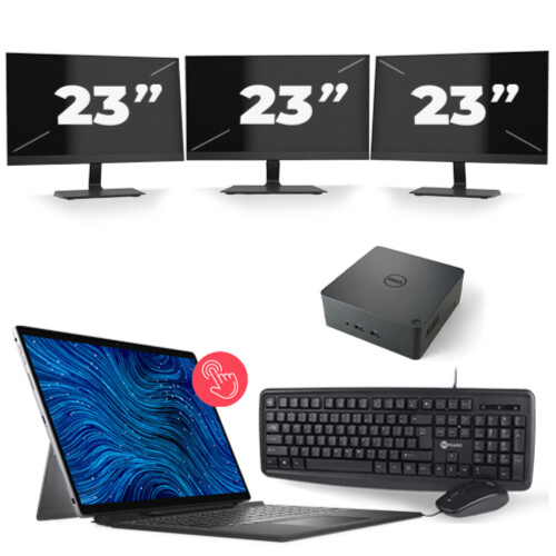Refurbished Dell Latitude 7320 - Intel Core i5-11e Generatie - 13 inch - 16GB RAM - 256GB SSD - Windows 11 Home + 3x 23 inch Monitor Tweedehands