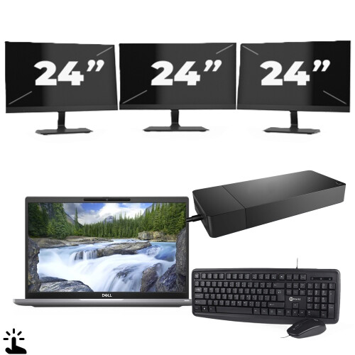 Refurbished Dell Latitude 7320 - Intel Core i5-11e Generatie - 13 inch - Touch - 16GB RAM - 256GB SSD - Windows 11 Home + 3x 24 inch Monitor Tweedehands