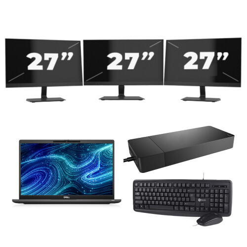Refurbished Dell Latitude 7320 - Intel Core i5-11e Generatie - 13 inch - Touch - 16GB RAM - 256GB SSD - Windows 11 Home + 3x 27 inch Monitor Tweedehands