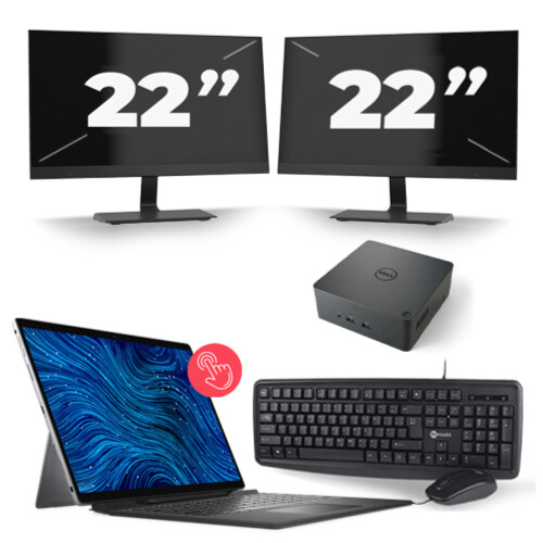 Refurbished Dell Latitude 7320 - Intel Core i7-11e Generatie - 13 inch - 32GB RAM - 256GB SSD - Windows 11 Home + 2x 22 inch Monitor Tweedehands