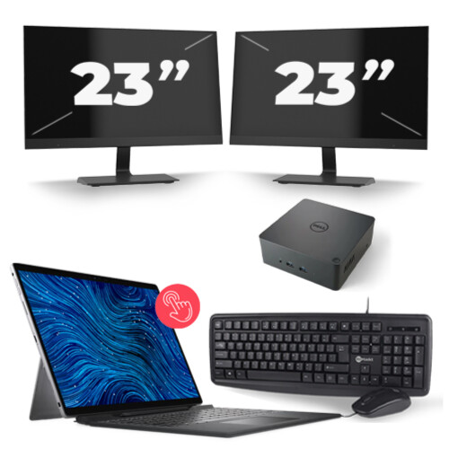 Refurbished Dell Latitude 7320 - Intel Core i7-11e Generatie - 13 inch - 32GB RAM - 256GB SSD - Windows 11 Home + 2x 23 inch Monitor Tweedehands