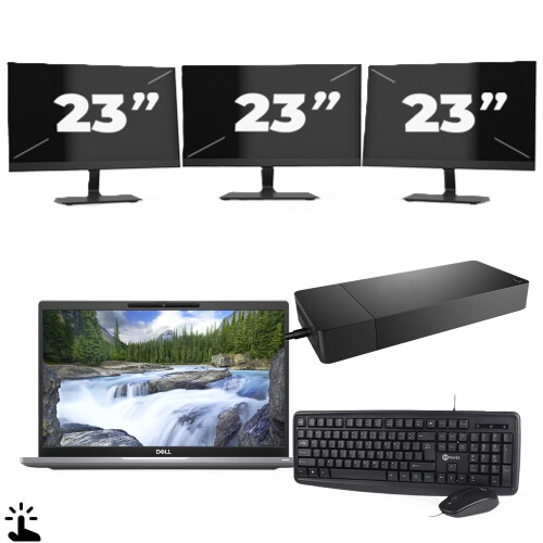 Refurbished Dell Latitude 7320 - Intel Core i7-11e Generatie - 13 inch - Touch - 16GB RAM - 256GB SSD - Windows 11 Home + 3x 23 inch Monitor Tweedehands