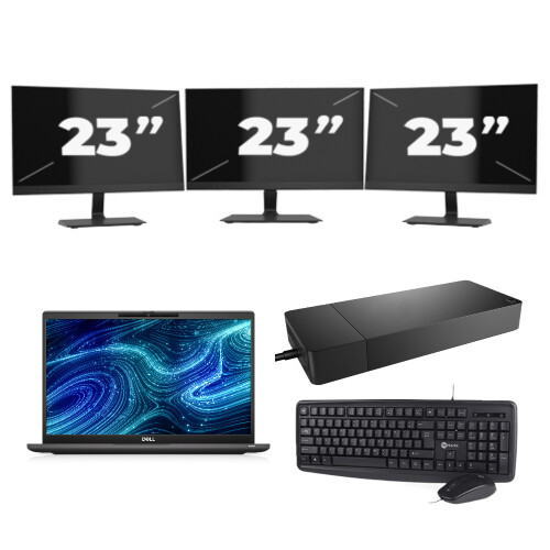 Refurbished Dell Latitude 7320 - Intel Core i7-11e Generatie - 13 inch - Touch - 16GB RAM - 256GB SSD - Windows 11 Home + 3x 23 inch Monitor Tweedehands