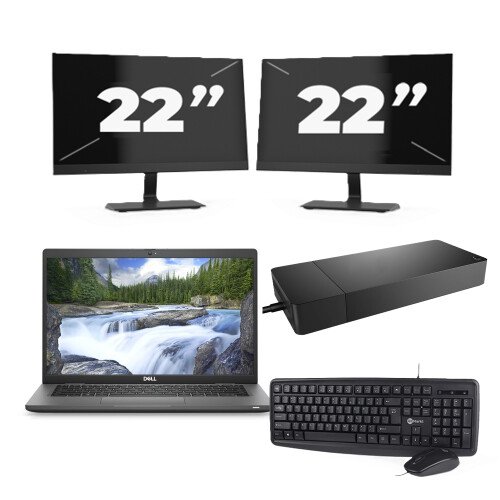 Refurbished Dell Latitude 7330 - Intel Core i5-12e Generatie - 13 inch - 16GB RAM - 256GB SSD - Windows 11 Home + 2x 22 inch Monitor Tweedehands
