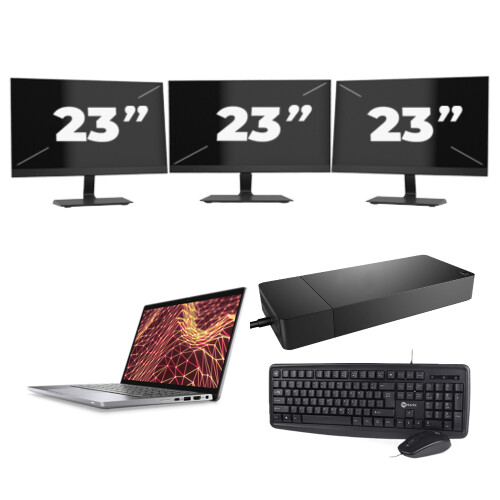 Refurbished Dell Latitude 7330 - Intel Core i5-12e Generatie - 13 inch - 16GB RAM - 256GB SSD - Windows 11 Home + 3x 23 inch Monitor Tweedehands