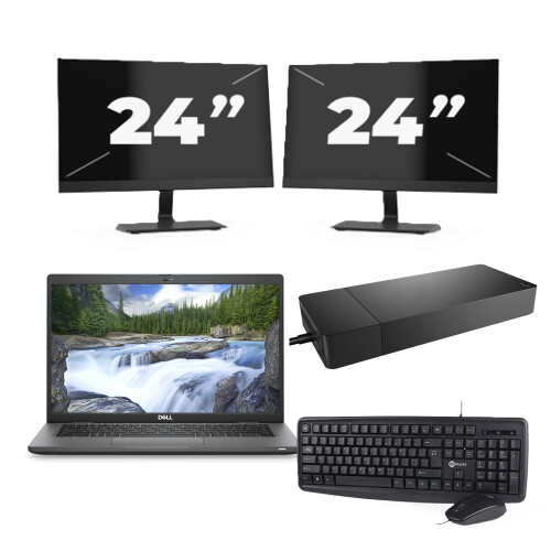 Refurbished Dell Latitude 7330 - Intel Core i5-12e Generatie - 13 inch - 16GB RAM - 256GB SSD - Windows 11 Home + 2x 24 inch Monitor Tweedehands