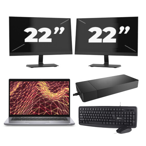 Refurbished Dell Latitude 7330 - Intel Core i5-12e Generatie - 13 inch - Touch - 16GB RAM - 256GB SSD - Windows 11 Home + 2x 22 inch Monitor Tweedehands