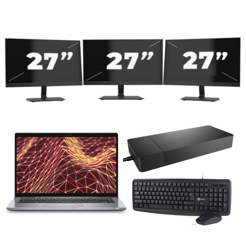 Refurbished Dell Latitude 7330 - Intel Core i5-12e Generatie - 13 inch - Touch - 16GB RAM - 256GB SSD - Windows 11 Home + 3x 27 inch Monitor Tweedehands