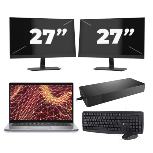 Refurbished Dell Latitude 7330 - Intel Core i5-12e Generatie - 13 inch - Touch - 16GB RAM - 256GB SSD - Windows 11 Home + 2x 27 inch Monitor Tweedehands