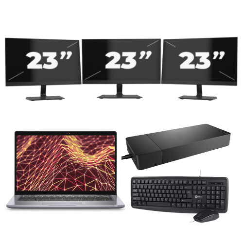 Refurbished Dell Latitude 7330 - Intel Core i5-12e Generatie - 13 inch - Touch - 16GB RAM - 256GB SSD - Windows 11 Home + 3x 23 inch Monitor Tweedehands
