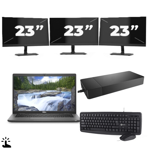 Refurbished Dell Latitude 7330 - Intel Core i5-12e Generatie - 13 inch - Touch - 16GB RAM - 256GB SSD - Windows 11 Home + 3x 23 inch Monitor Tweedehands