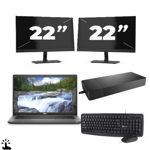Refurbished Dell Latitude 7330 - Intel Core i5-12e Generatie - 13 inch - Touch - 16GB RAM - 256GB SSD - Windows 11 Home + 2x 22 inch Monitor Tweedehands