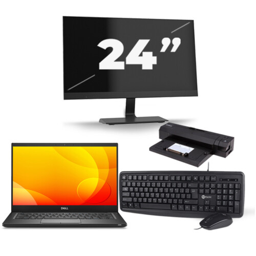 Refurbished Dell Latitude 7390 - Intel Core i7-8e Generatie - 13 inch - Touch - 16GB RAM - 256GB SSD - Windows 11 + 1x 24 inch Monitor Tweedehands