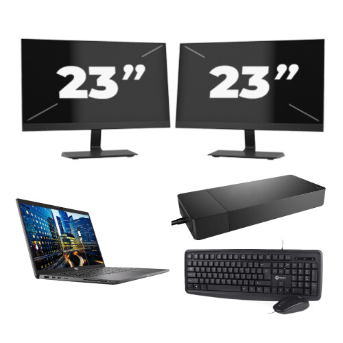 Refurbished Dell Latitude 7410 - Intel Core i5-10e Generatie - 14 inch - 16GB RAM - 256GB SSD - Windows 11 Home + 2x 23 inch Monitor Tweedehands