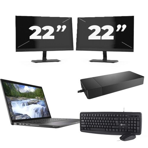 Refurbished Dell Latitude 7410 - Intel Core i5-10e Generatie - 14 inch - 16GB RAM - 256GB SSD - Windows 11 Home + 2x 22 inch Monitor Tweedehands