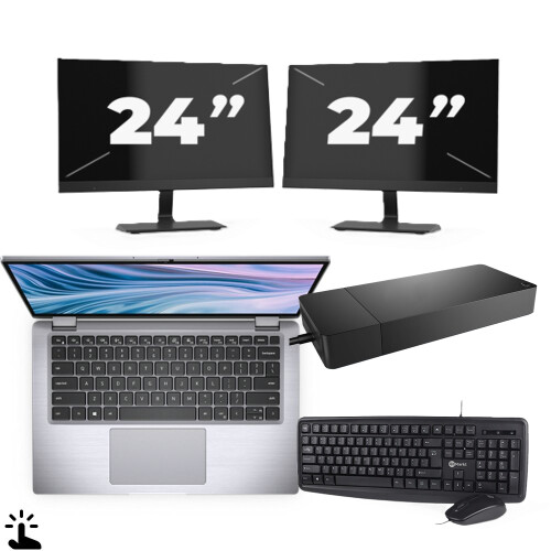 Refurbished Dell Latitude 7410 - Intel Core i5-10e Generatie - 14 inch - Touch - 16GB RAM - 256GB SSD - Windows 11 Home + 2x 24 inch Monitor Tweedehands