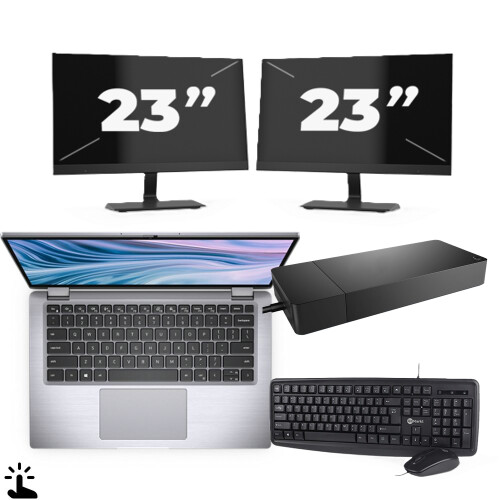 Refurbished Dell Latitude 7410 - Intel Core i5-10e Generatie - 14 inch - Touch - 16GB RAM - 256GB SSD - Windows 11 Home + 2x 23 inch Monitor Tweedehands