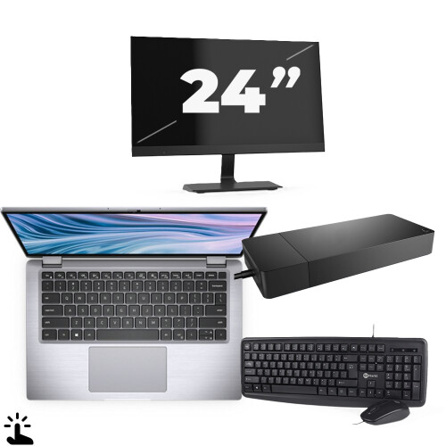 Refurbished Dell Latitude 7410 - Intel Core i5-10e Generatie - 14 inch - Touch - 16GB RAM - 256GB SSD - Windows 11 Home + 1x 24 inch Monitor Tweedehands