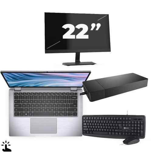 Refurbished Dell Latitude 7410 - Intel Core i5-10e Generatie - 14 inch - Touch - 16GB RAM - 256GB SSD - Windows 11 Home + 1x 22 inch Monitor Tweedehands
