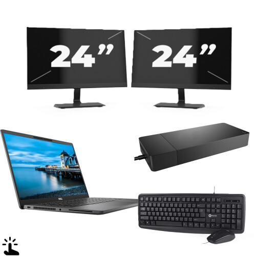 Refurbished Dell Latitude 7420 - Intel Core i5-11e Generatie - 14 inch - Touch - 16GB RAM - 256GB SSD - Windows 11 Home + 2x 24 inch Monitor Tweedehands