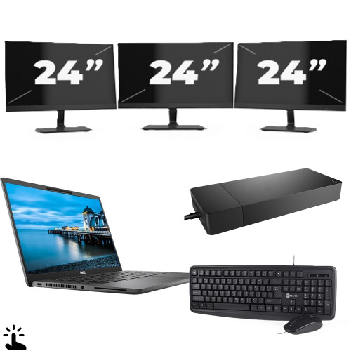 Refurbished Dell Latitude 7420 - Intel Core i5-11e Generatie - 14 inch - Touch - 16GB RAM - 256GB SSD - Windows 11 Home + 3x 24 inch Monitor Tweedehands