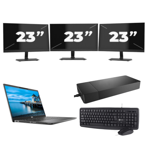 Refurbished Dell Latitude 7420 - Intel Core i7-11e Generatie - 14 inch - 16GB RAM - 256GB SSD - Windows 11 Home + 3x 23 inch Monitor Tweedehands