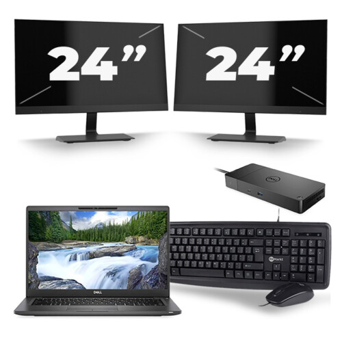 Refurbished Dell Latitude 7420 - Intel Core i7-11e Generatie - 14 inch - 16GB RAM - 256GB SSD - Windows 11 Home + 2x 24 inch Monitor Tweedehands