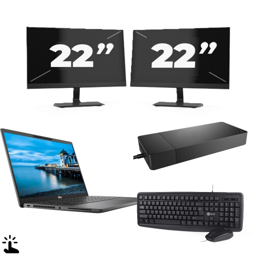 Refurbished Dell Latitude 7420 - Intel Core i7-11e Generatie - 14 inch - Touch - 16GB RAM - 256GB SSD - Windows 11 Home + 2x 22 inch Monitor Tweedehands