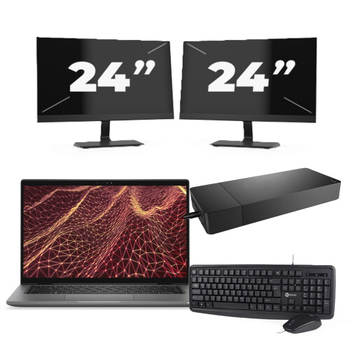 Refurbished Dell Latitude 7430 - Intel Core i5-12e Generatie - 14 inch - 16GB RAM - 256GB SSD - Windows 11 Home + 2x 24 inch Monitor Tweedehands