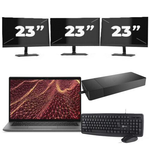 Refurbished Dell Latitude 7430 - Intel Core i5-12e Generatie - 14 inch - 16GB RAM - 256GB SSD - Windows 11 Home + 3x 23 inch Monitor Tweedehands